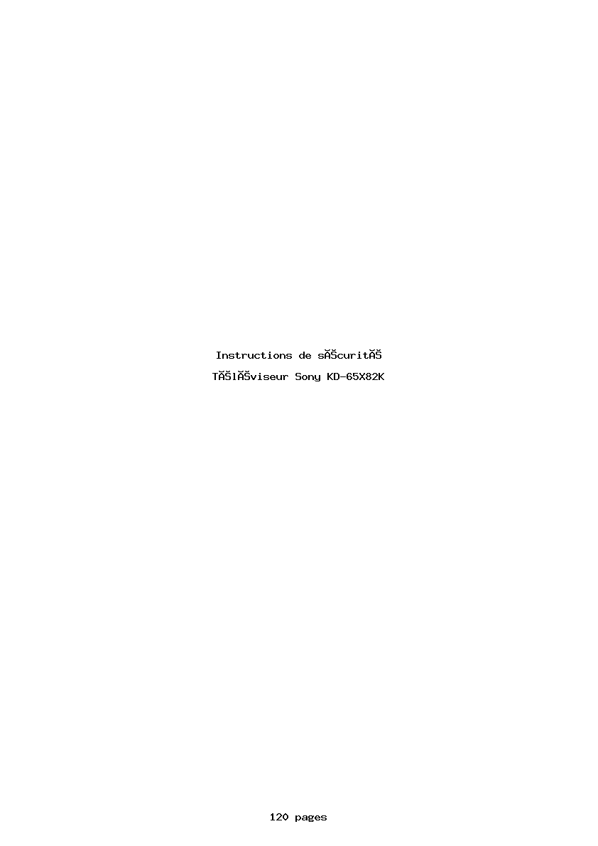 Page 1 de la notice Instructions de sécurité Sony KD-65X82K