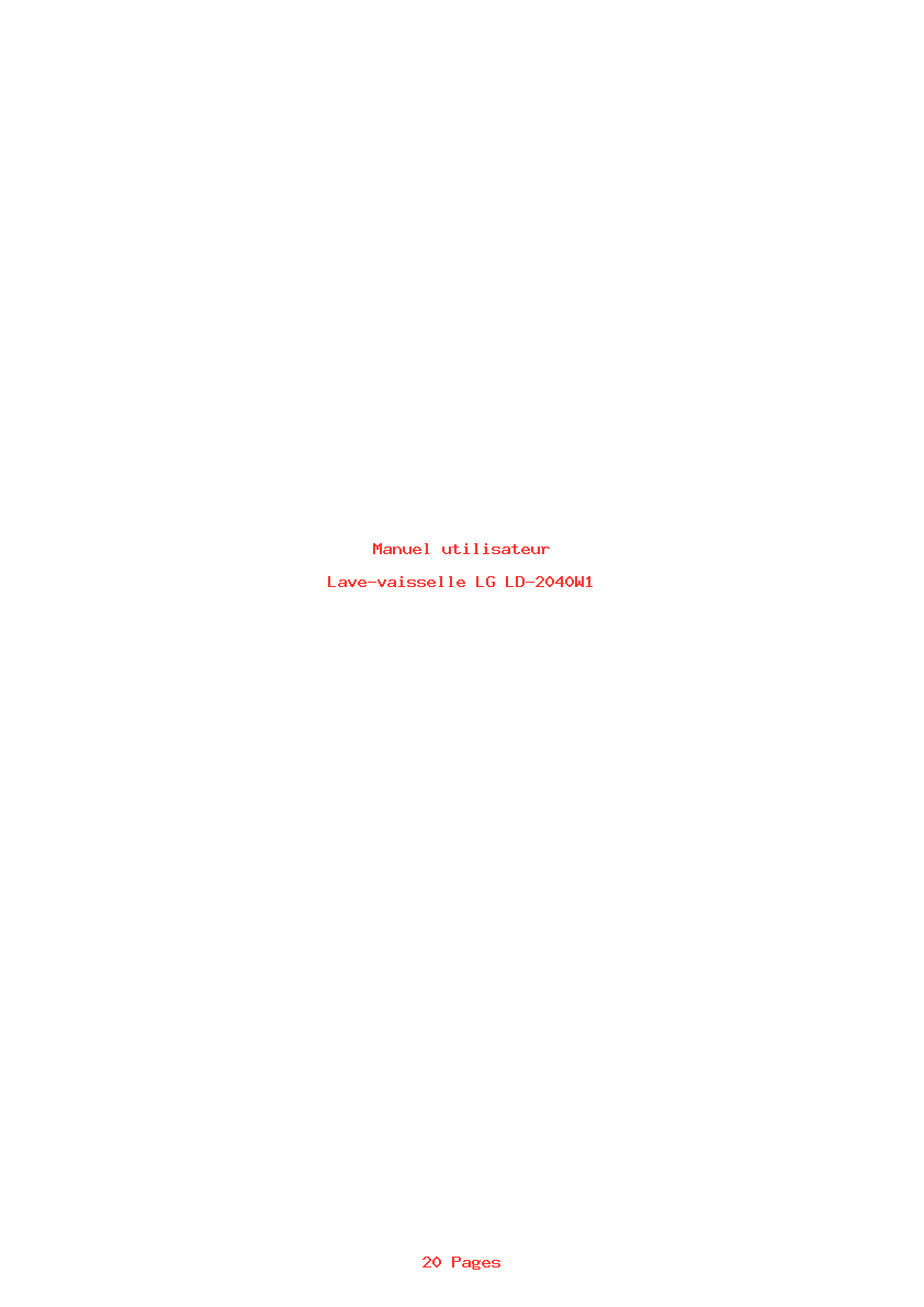 Page 1 de la notice Manuel utilisateur LG LD-2040W1