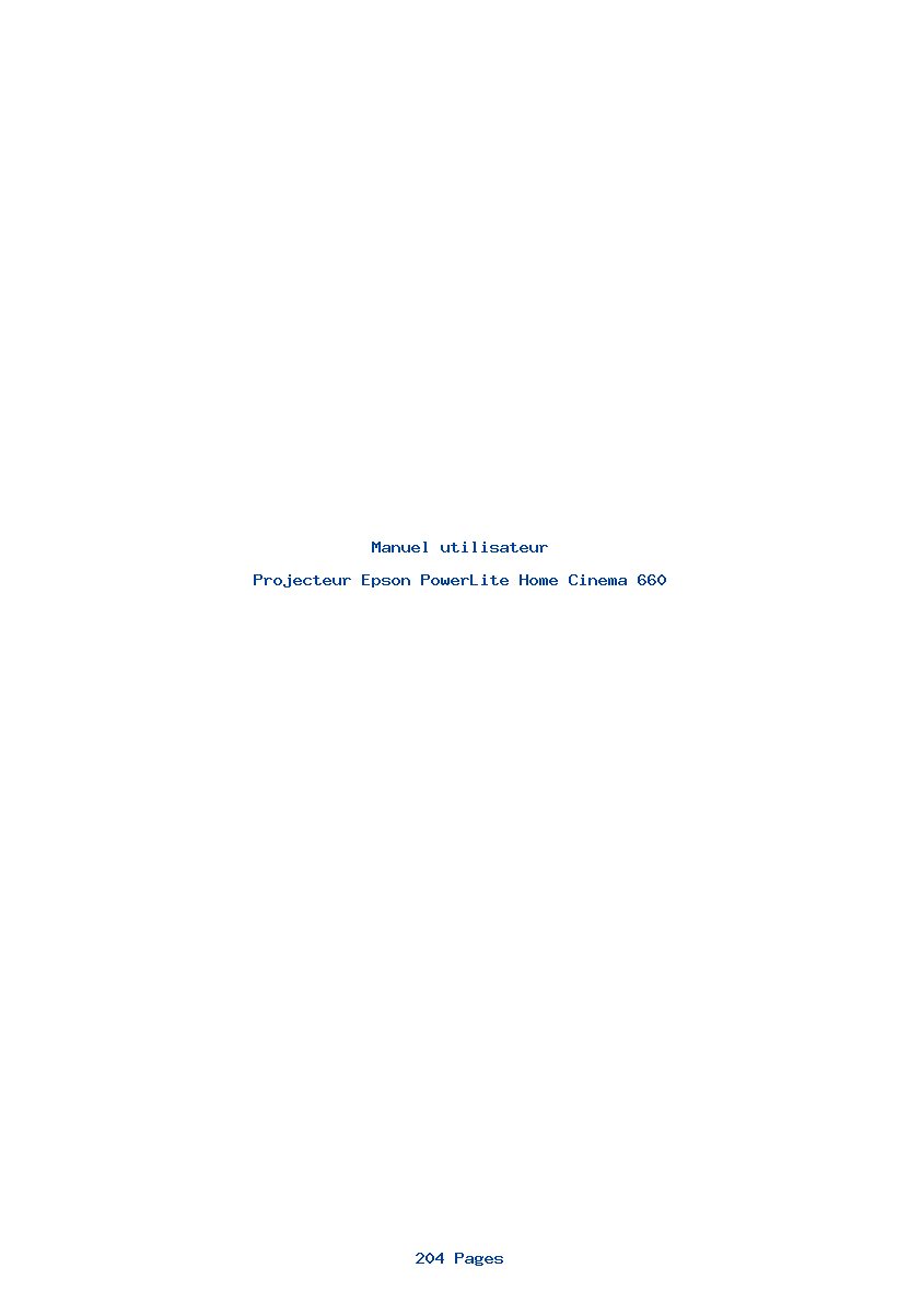 Page 1 de la notice Manuel utilisateur Epson PowerLite Home Cinema 660
