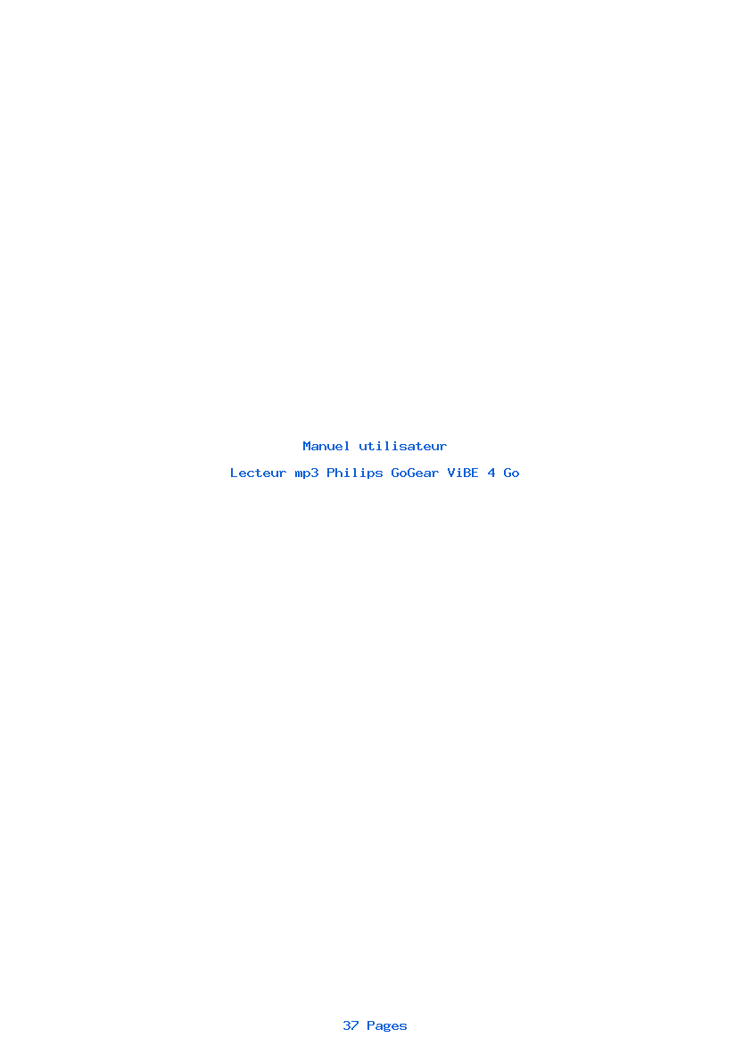 Page 1 de la notice Manuel utilisateur Philips GoGear ViBE 4 Go