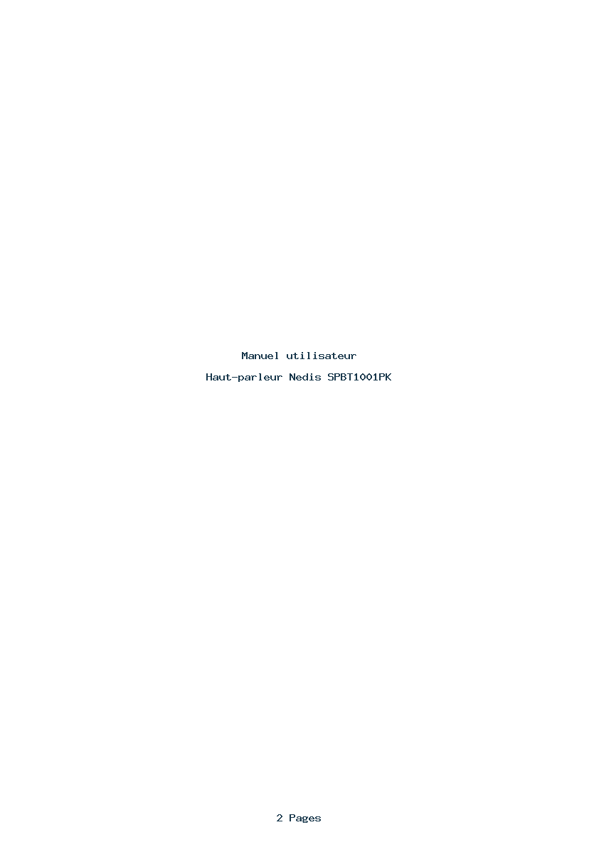 Page 1 de la notice Manuel utilisateur Nedis SPBT1001PK