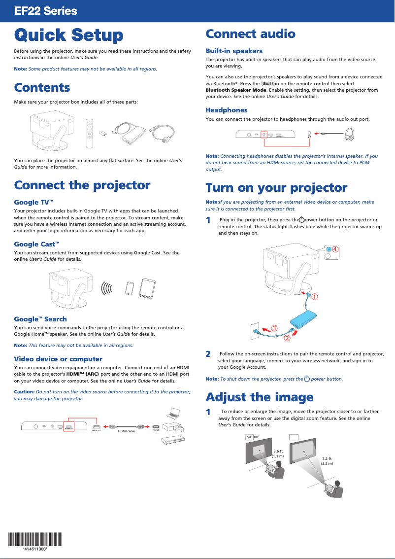 Page 1 de la notice Manuel utilisateur Epson EF22W