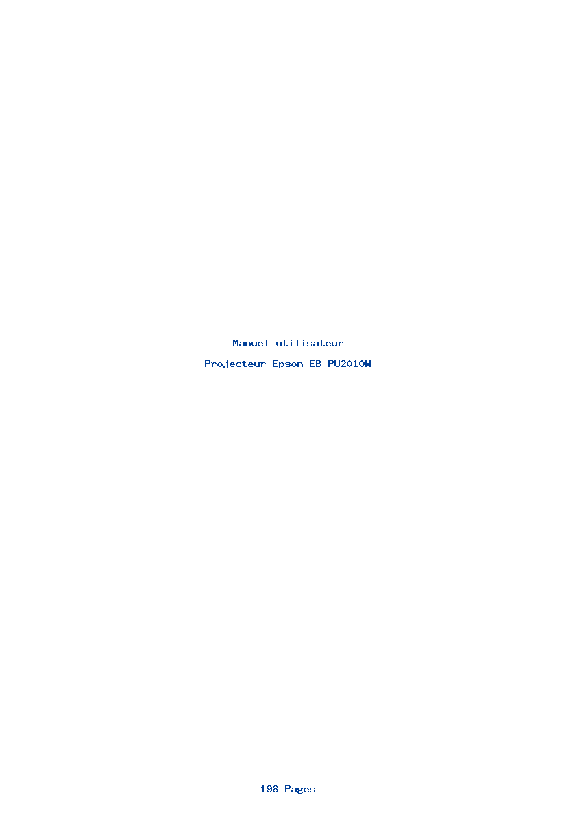 Page 1 de la notice Manuel utilisateur Epson EB-PU2010W