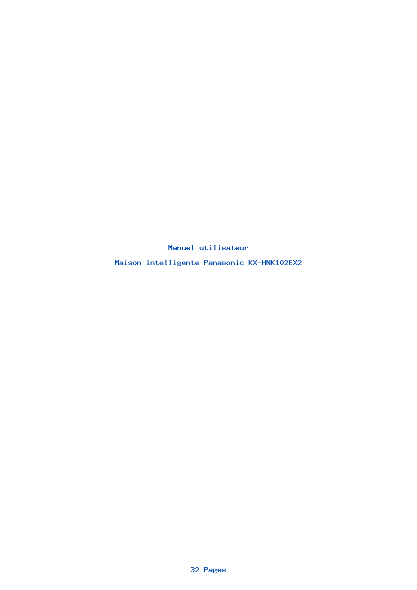 Page 1 de la notice Manuel utilisateur Panasonic KX-HNK102EX2