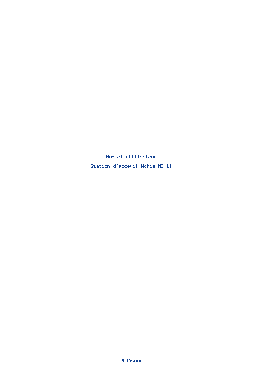 Page 1 de la notice Manuel utilisateur Nokia MD-11