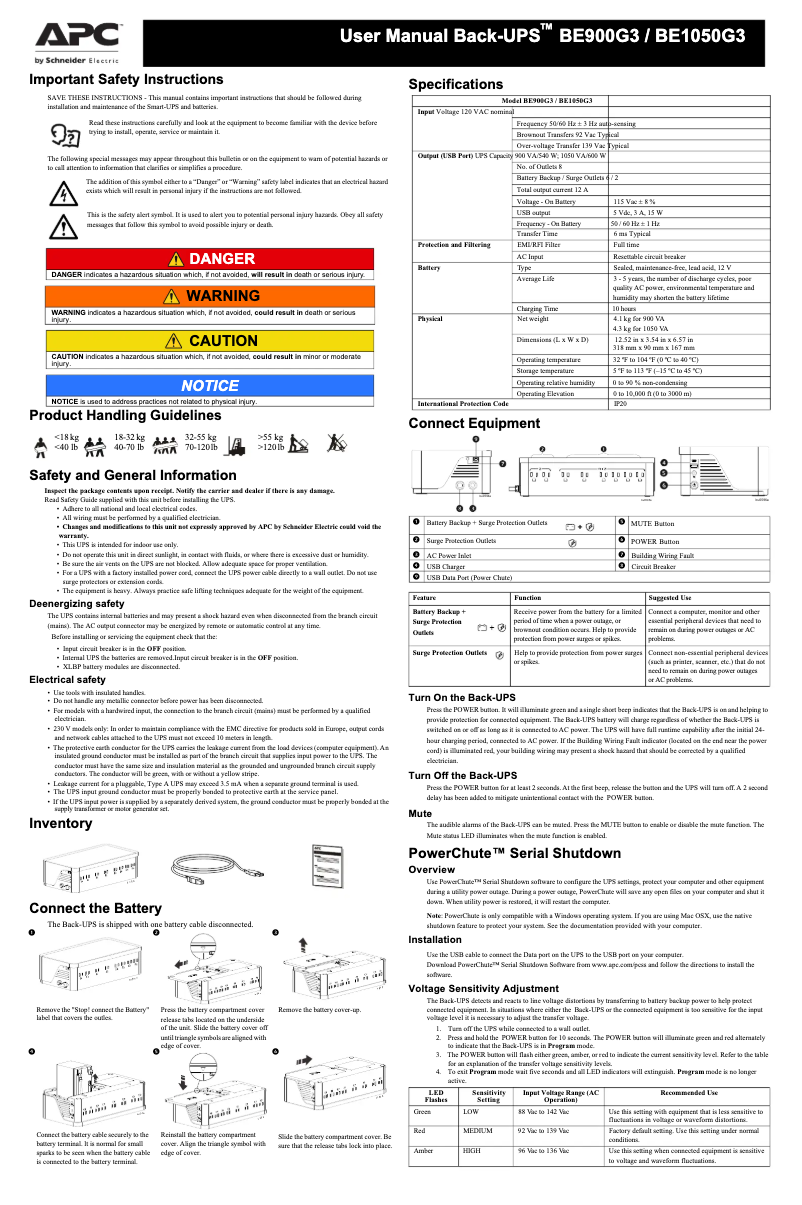 Página 1 del manual Manual de usuario APC Back-UPS BE900G3