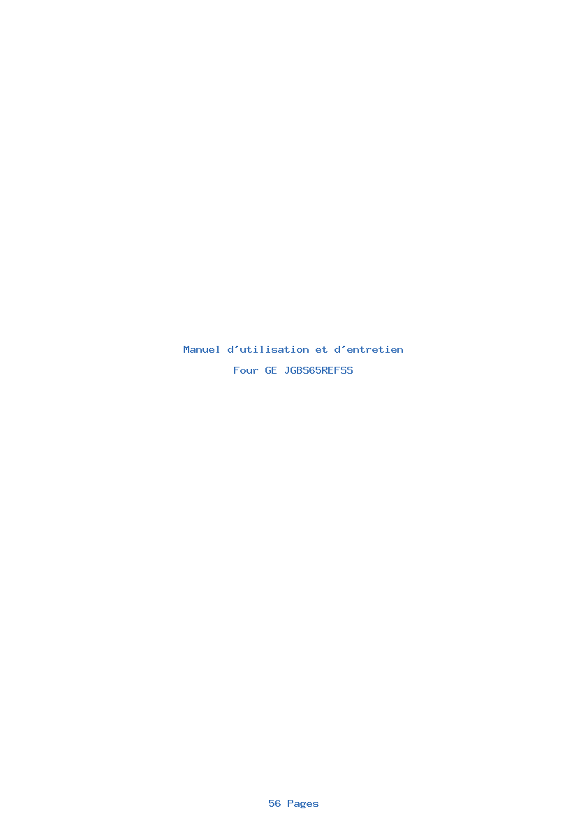 Page 1 de la notice Manuel d'utilisation et d'entretien GE JGBS65REFSS