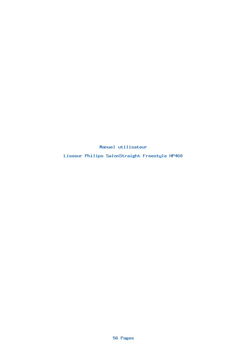 Page 1 de la notice Manuel utilisateur Philips SalonStraight Freestyle HP468