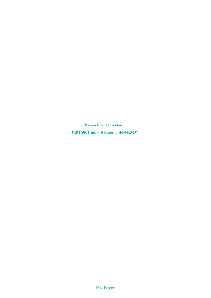 Page 1 de la notice Manuel utilisateur Hisense 40H4030F1