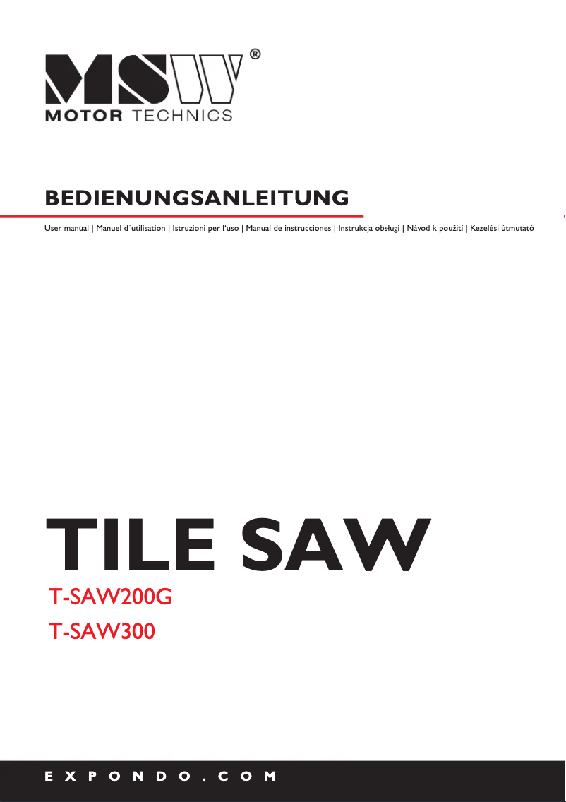 Page 1 de la notice Manuel utilisateur MSW T-SAW300