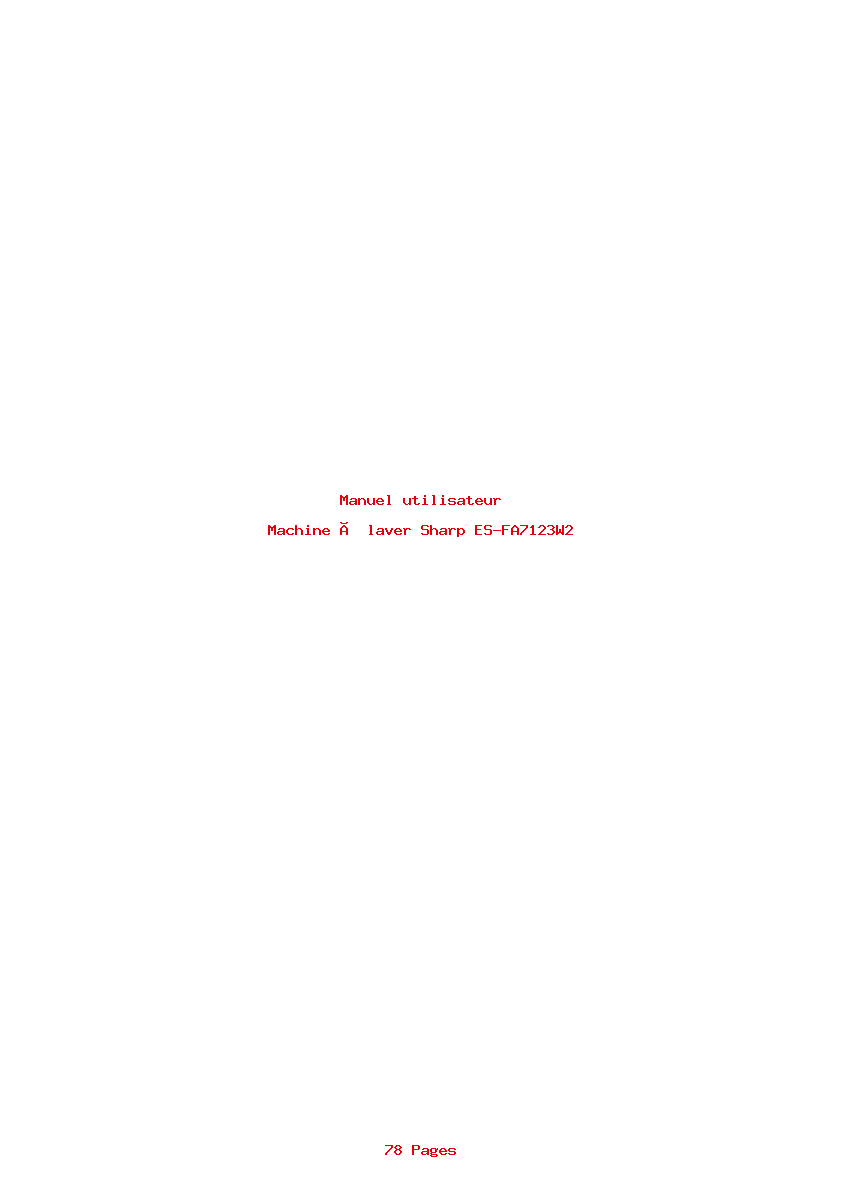 Page 1 de la notice Manuel utilisateur Sharp ES-FA7123W2