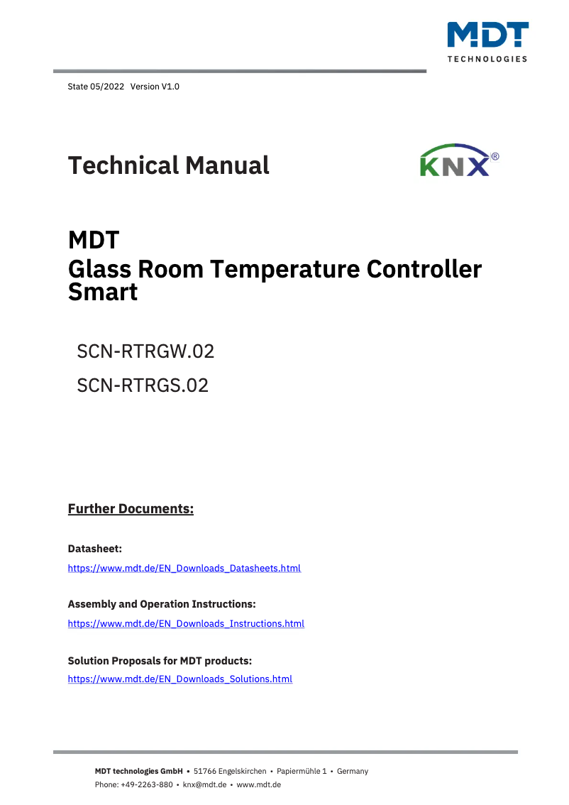 Página 1 del manual Manual de usuario MDT SCN-RTRGW.02