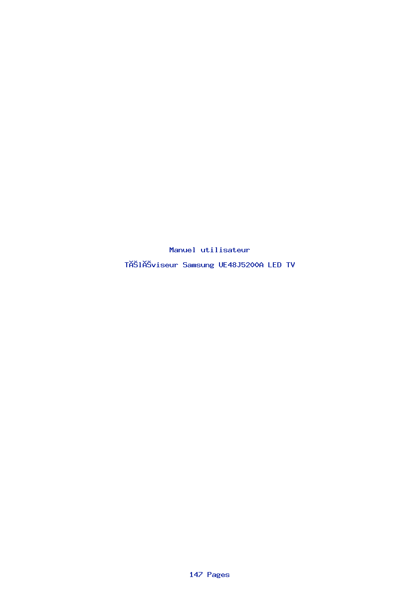 Page 1 de la notice Manuel utilisateur Samsung UE48J5200A LED TV