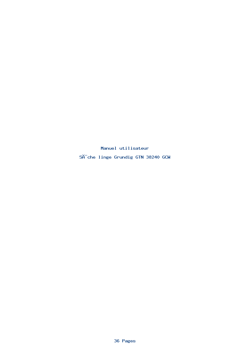 Page 1 de la notice Manuel utilisateur Grundig GTN 38240 GCW