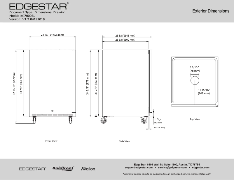 Page 1 de la notice Fiche technique EdgeStar KC7000BBL