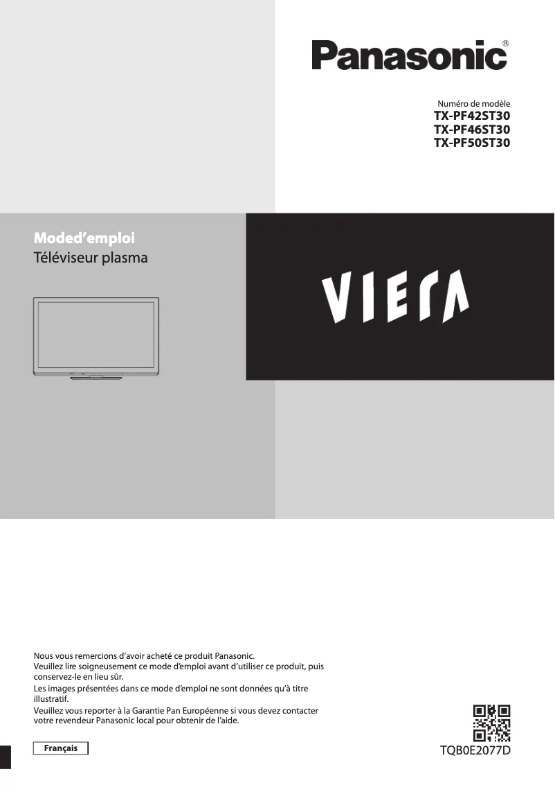 Page 1 de la notice Manuel utilisateur Panasonic Viera TX-PF46ST30