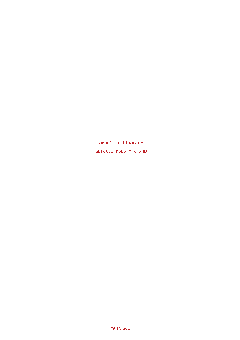 Page 1 de la notice Manuel utilisateur Kobo Arc 7HD