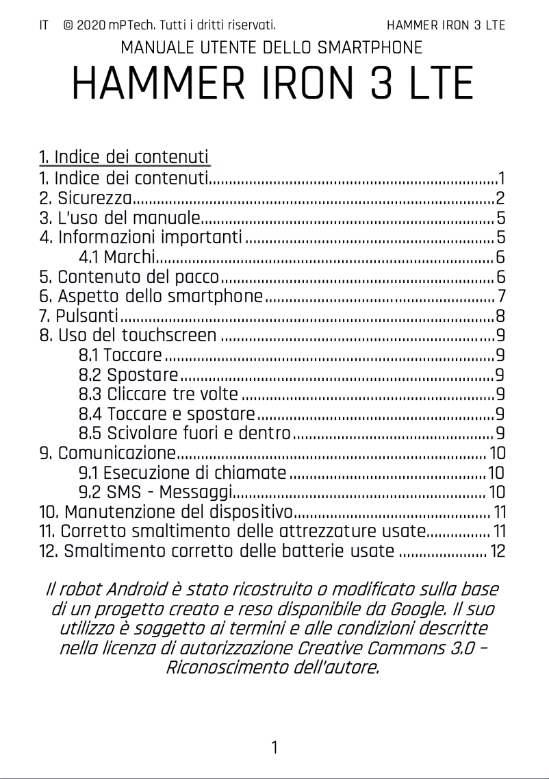 Page 1 de la notice Manuel utilisateur Hammer Iron 3 LTE