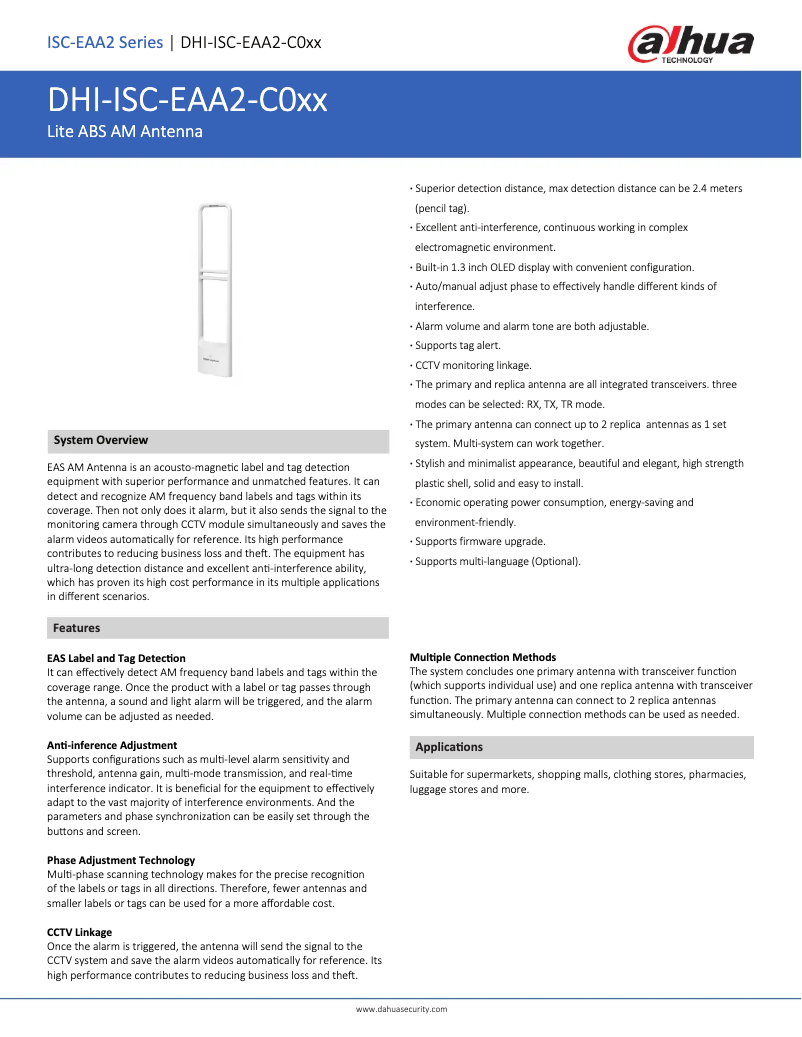 Page 1 of the manual Technical Sheet Dahua Technology ISC-EAA2-C001-P