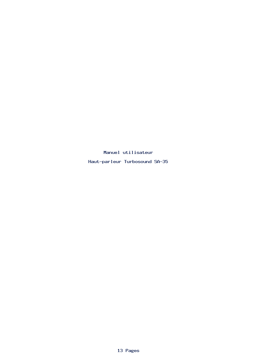Page 1 de la notice Manuel utilisateur Turbosound SA-35