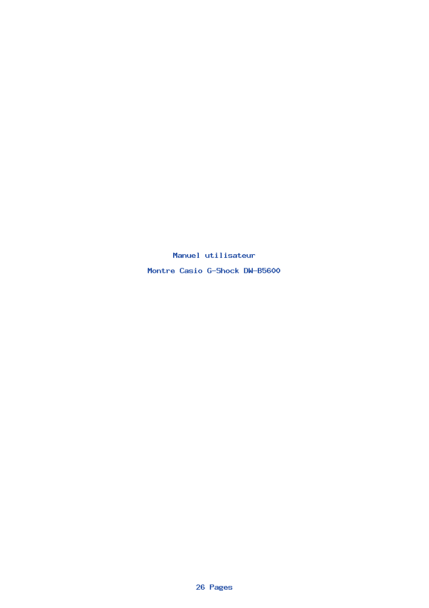 Page 1 de la notice Manuel utilisateur Casio G-Shock DW-B5600
