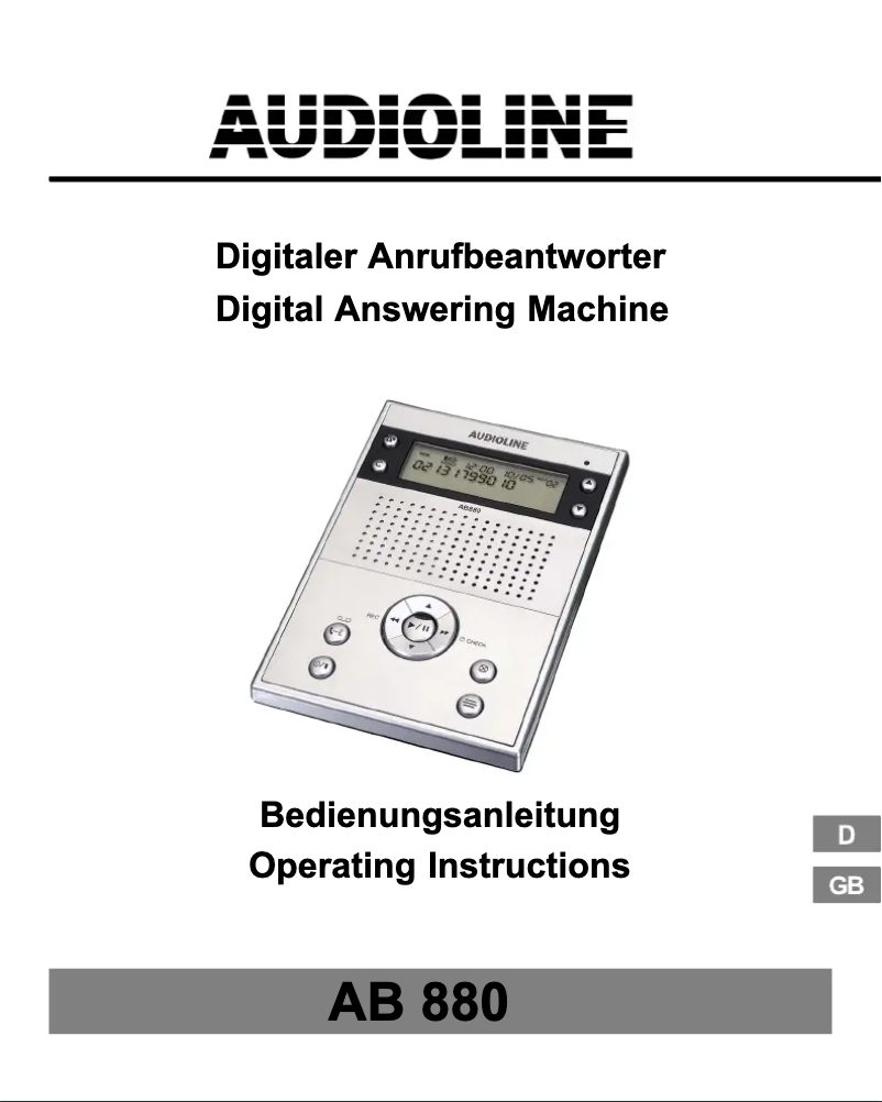 Page 1 de la notice Manuel utilisateur Audioline AB 880