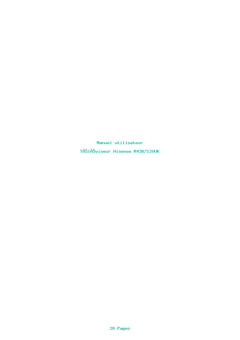 Page 1 de la notice Manuel utilisateur Hisense R43B7120UK