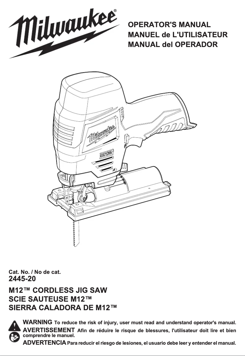 Page 1 de la notice Manuel utilisateur Milwaukee M12 2445-21