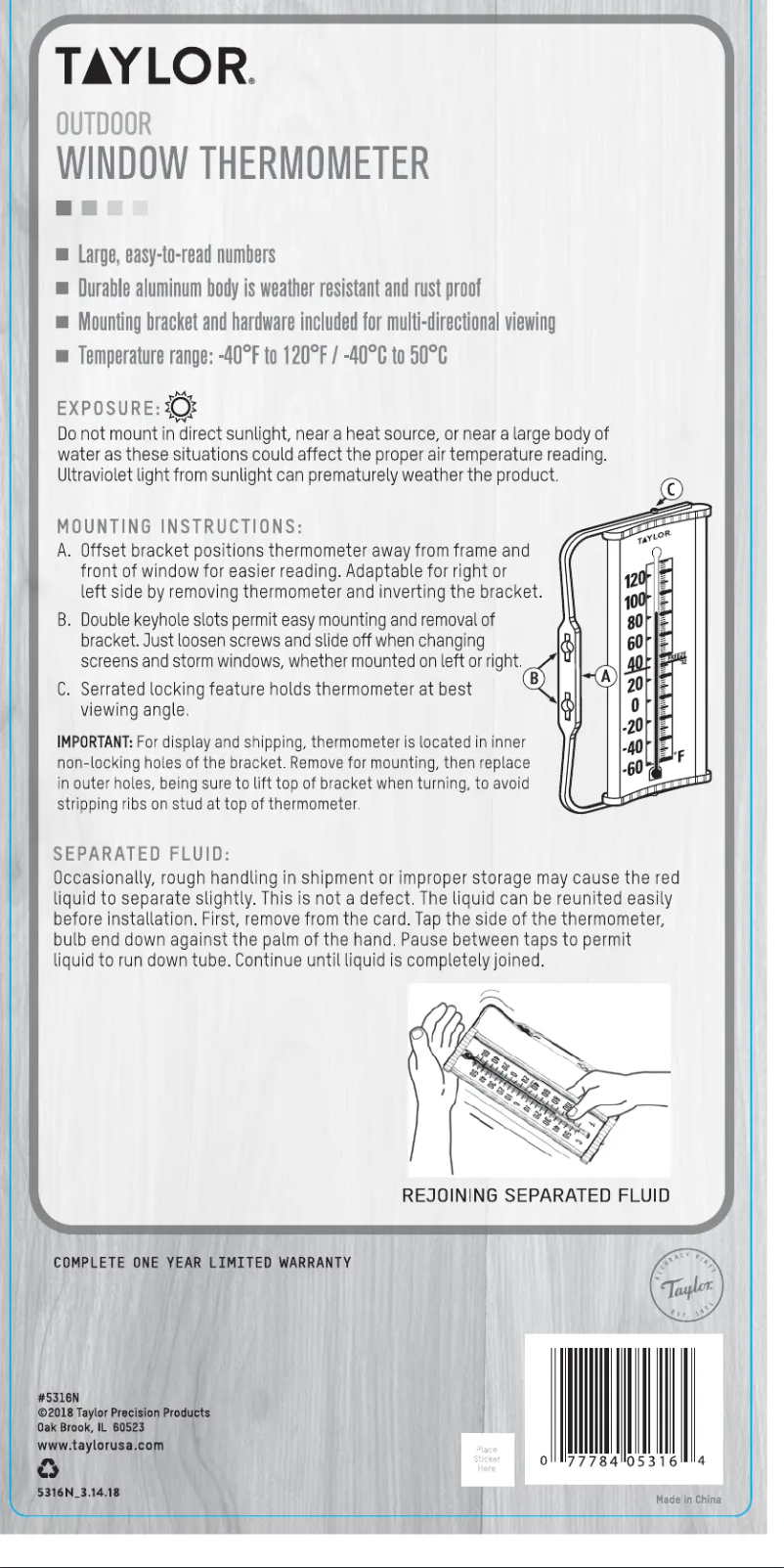 Page 1 of the manual User Manual Taylor 5316N
