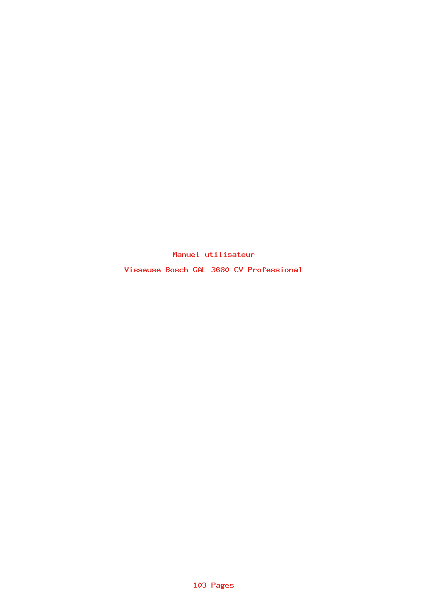 Page 1 de la notice Manuel utilisateur Bosch GAL 3680 CV Professional