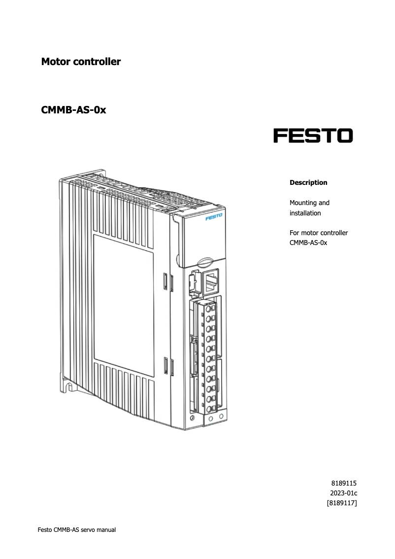 Page 1 de la notice Manuel utilisateur Festo CMMB-AS-02