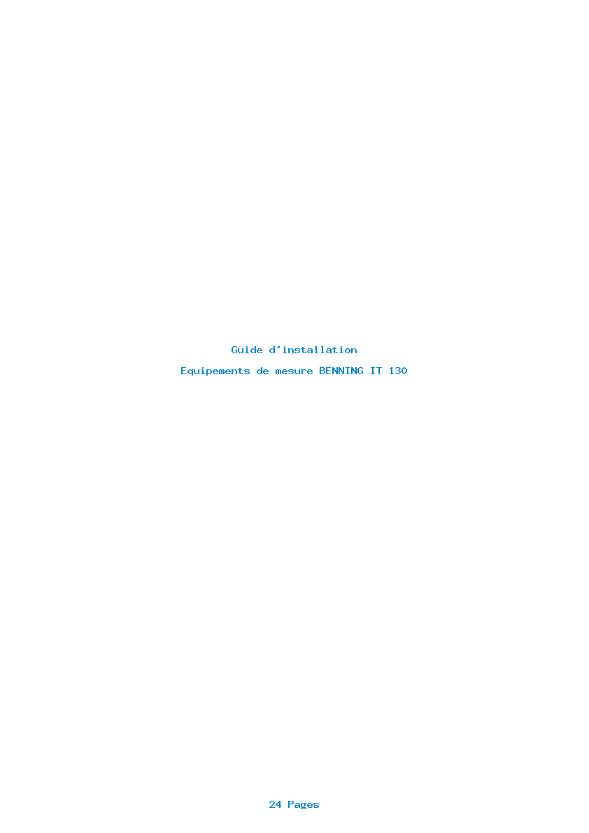 Page 1 de la notice Guide d'installation BENNING IT 130