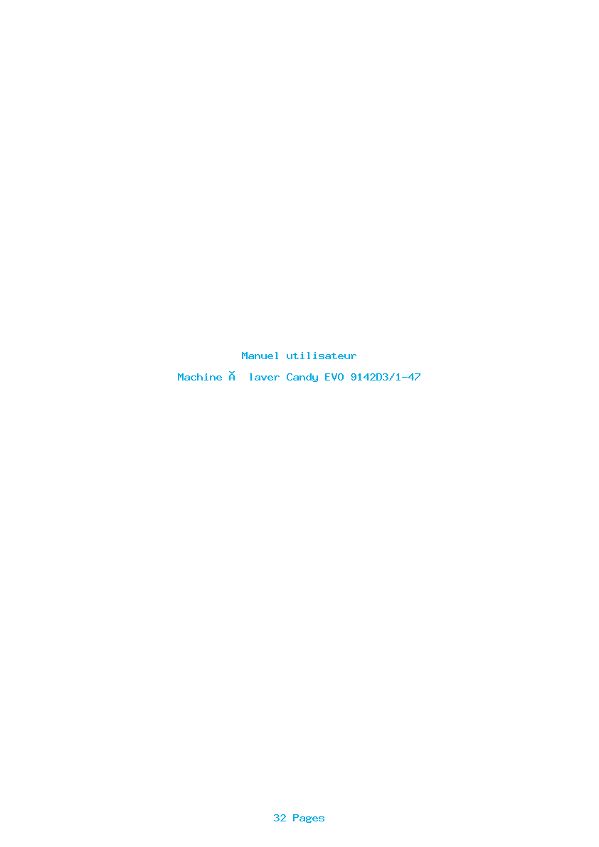 Page 1 de la notice Manuel utilisateur Candy EVO 9142D3/1-47