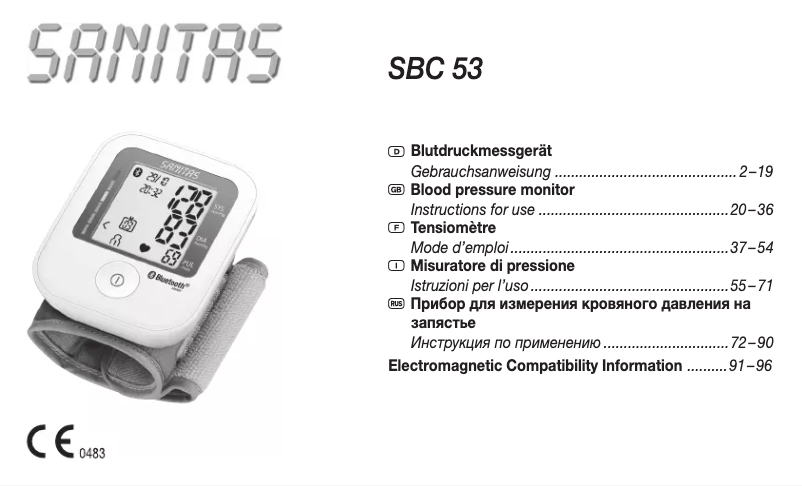 Page 1 de la notice Manuel utilisateur Sanitas SBC 53