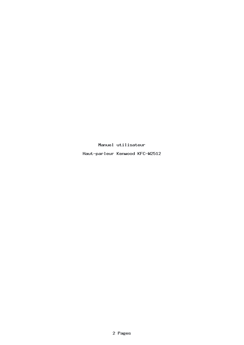 Page 1 de la notice Manuel utilisateur Kenwood KFC-W2512