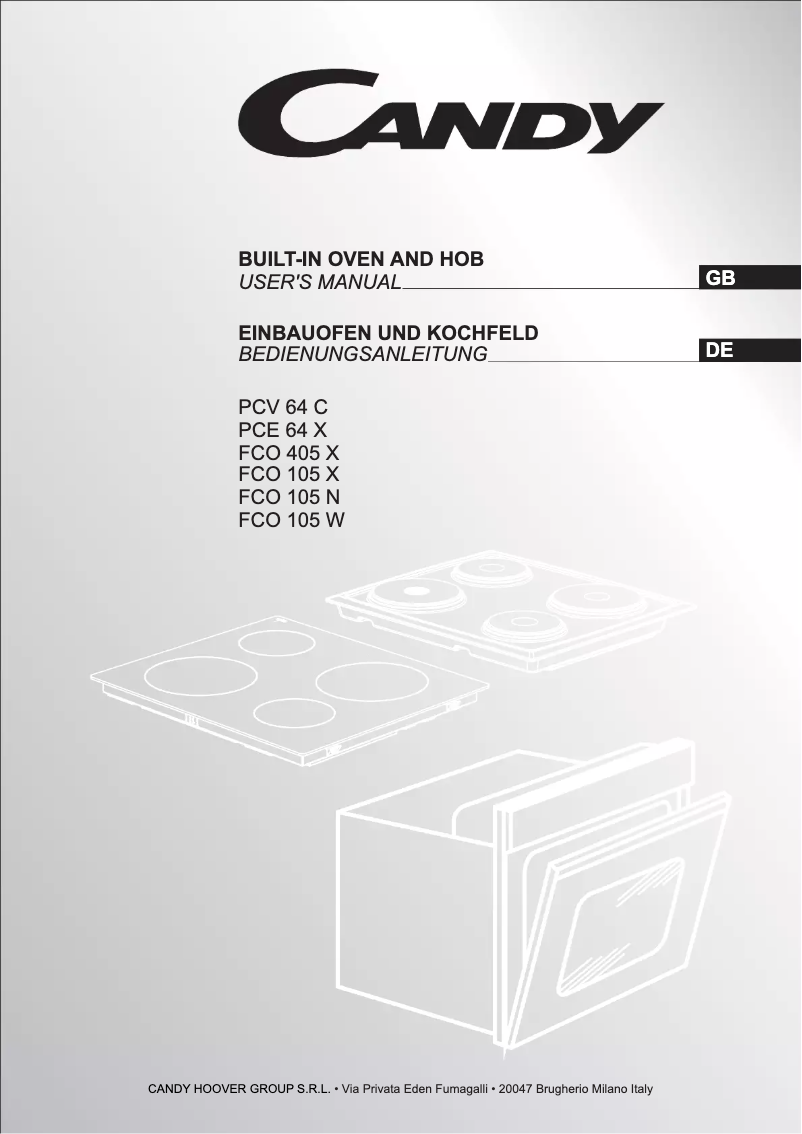 Page 1 of the manual User Manual Candy FCO 105/1 X