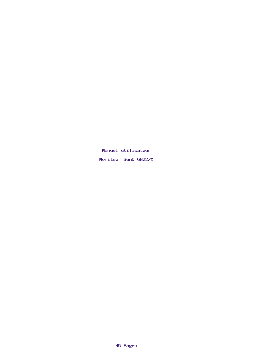 Page 1 de la notice Manuel utilisateur BenQ GW2270