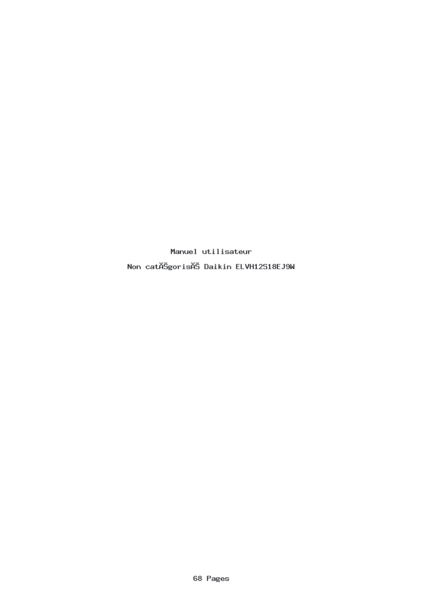 Page 1 de la notice Manuel utilisateur Daikin ELVH12S18EJ9W