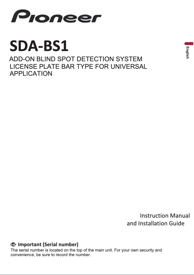 Page 1 de la notice Manuel utilisateur Pioneer SDA-BS1