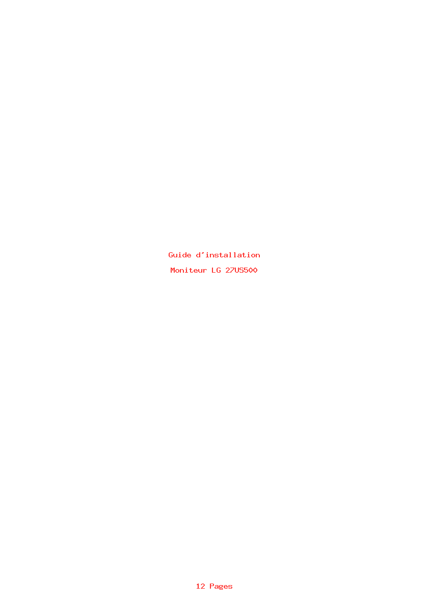Page 1 de la notice Guide d'installation LG 27US500