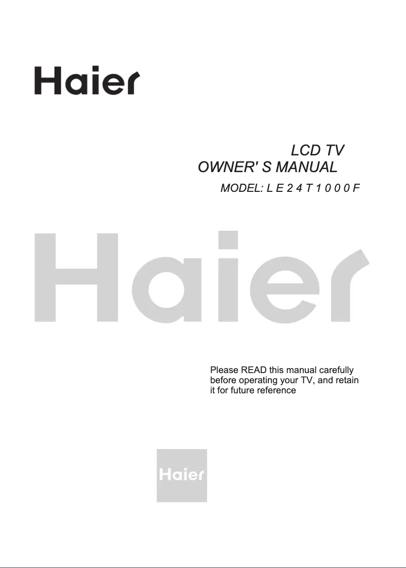 Page 1 de la notice Manuel utilisateur Haier LE24T1000F
