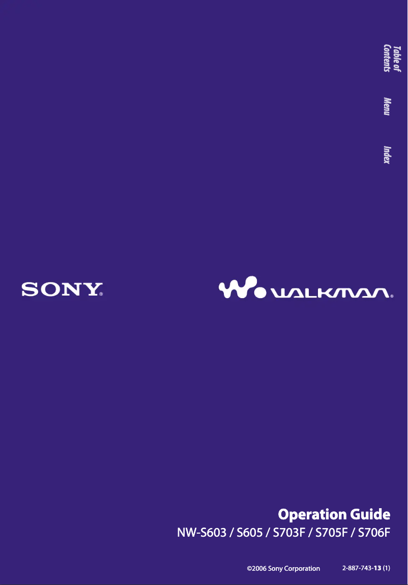 Page 1 de la notice Manuel utilisateur Sony Walkman NW-S705