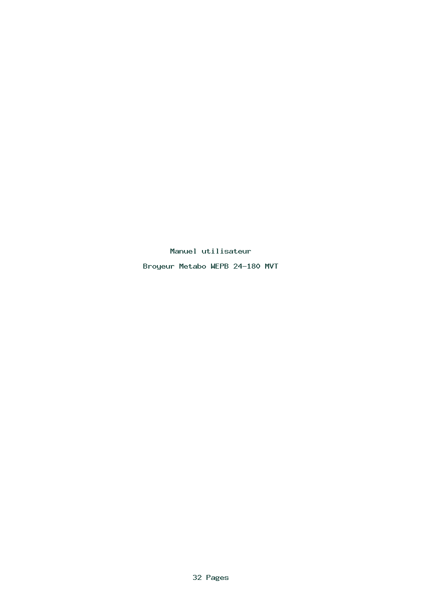 Page 1 de la notice Manuel utilisateur Metabo WEPB 24-180 MVT