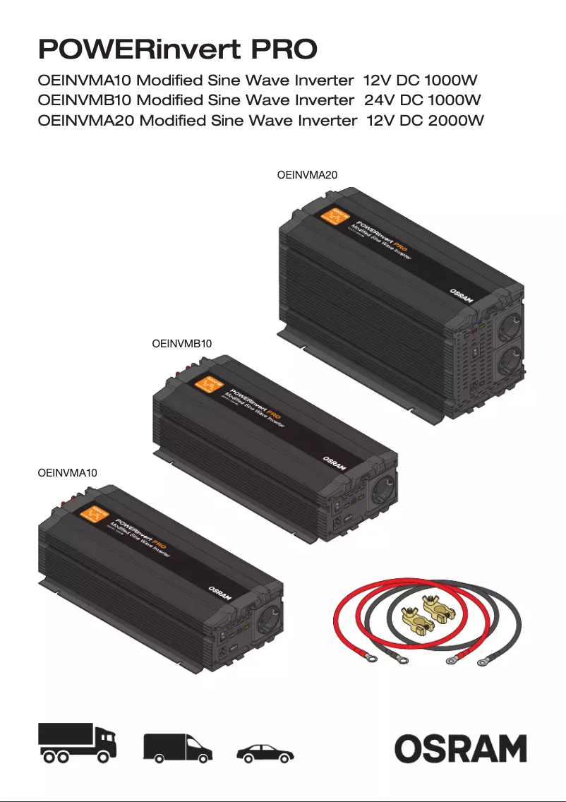Page 1 de la notice Instructions / montage Osram Modified Sine Wave 24V DC 1000W