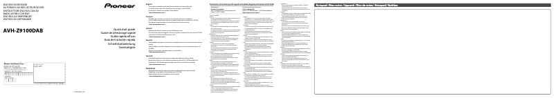 Page 1 de la notice Guide de démarrage rapide Pioneer AVH-Z9100DAB