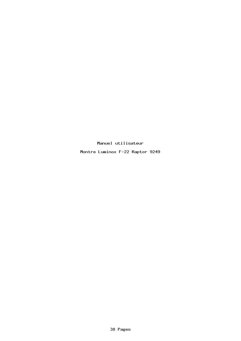 Page 1 de la notice Manuel utilisateur Luminox F-22 Raptor 9249