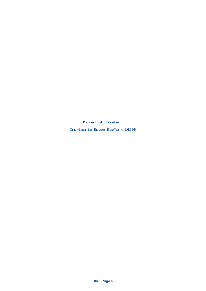 Page 1 de la notice Manuel utilisateur Epson EcoTank L6298