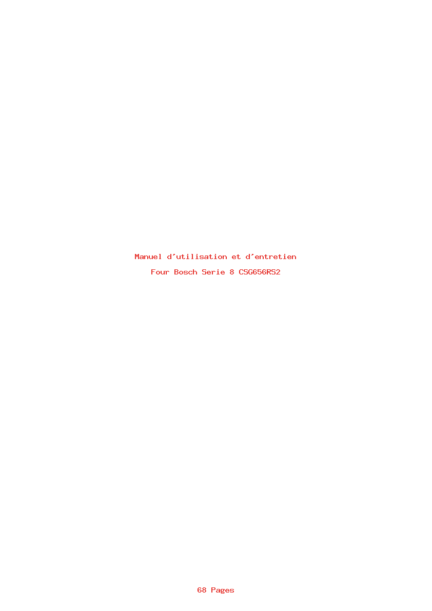 Page 1 de la notice Manuel d'utilisation et d'entretien Bosch Serie 8 CSG656RS2