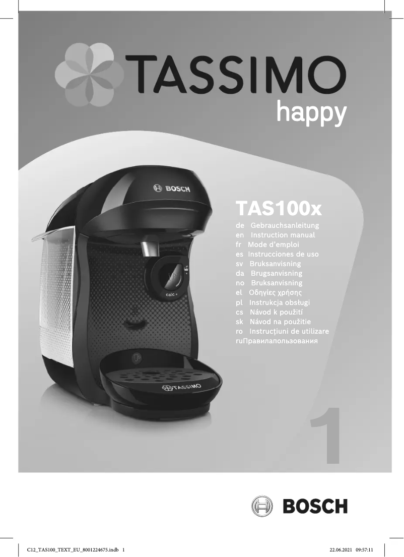 Page 1 de la notice Manuel utilisateur Bosch Tassimo Happy TAS1003