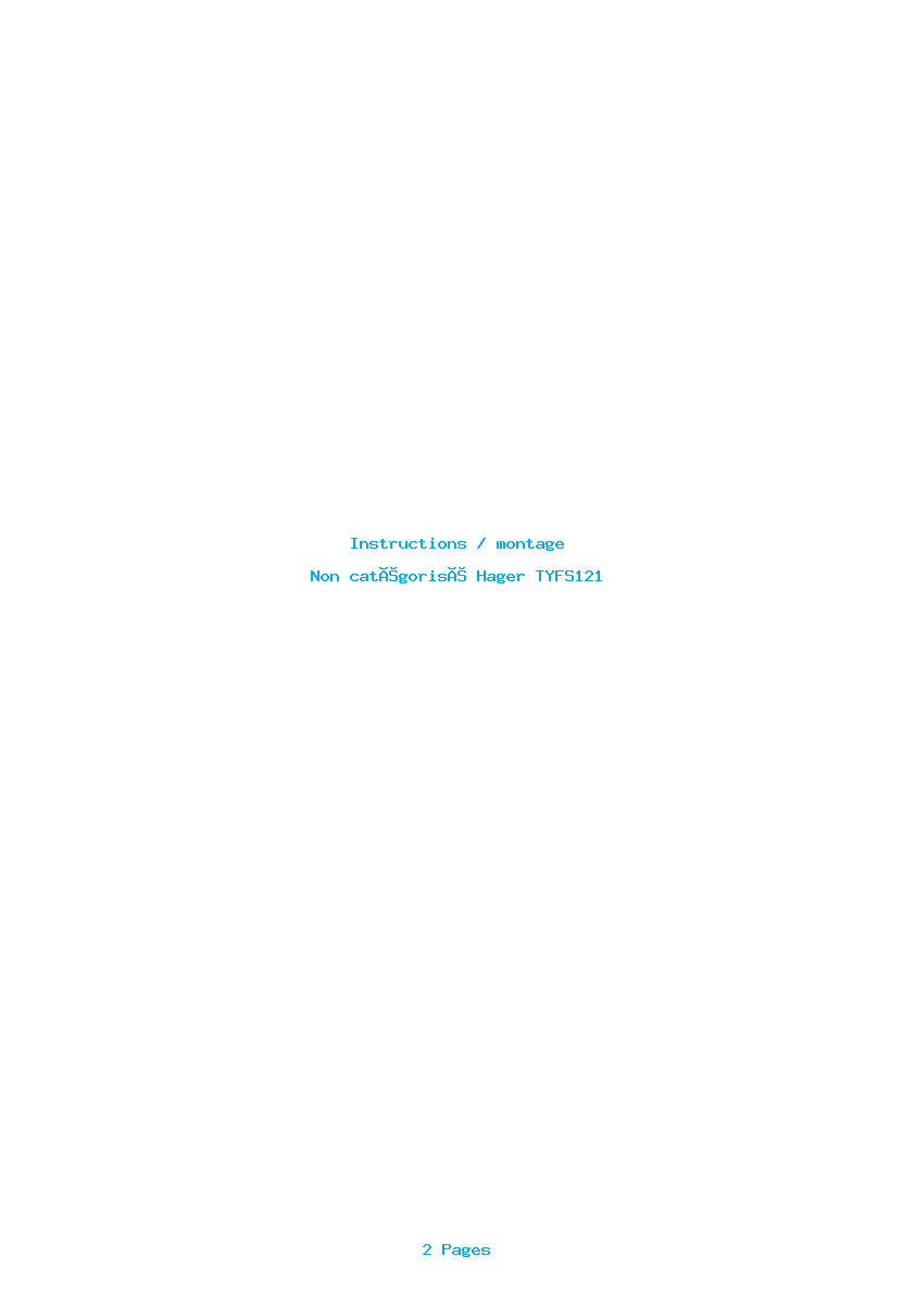 Page 1 de la notice Instructions / montage Hager TYFS121